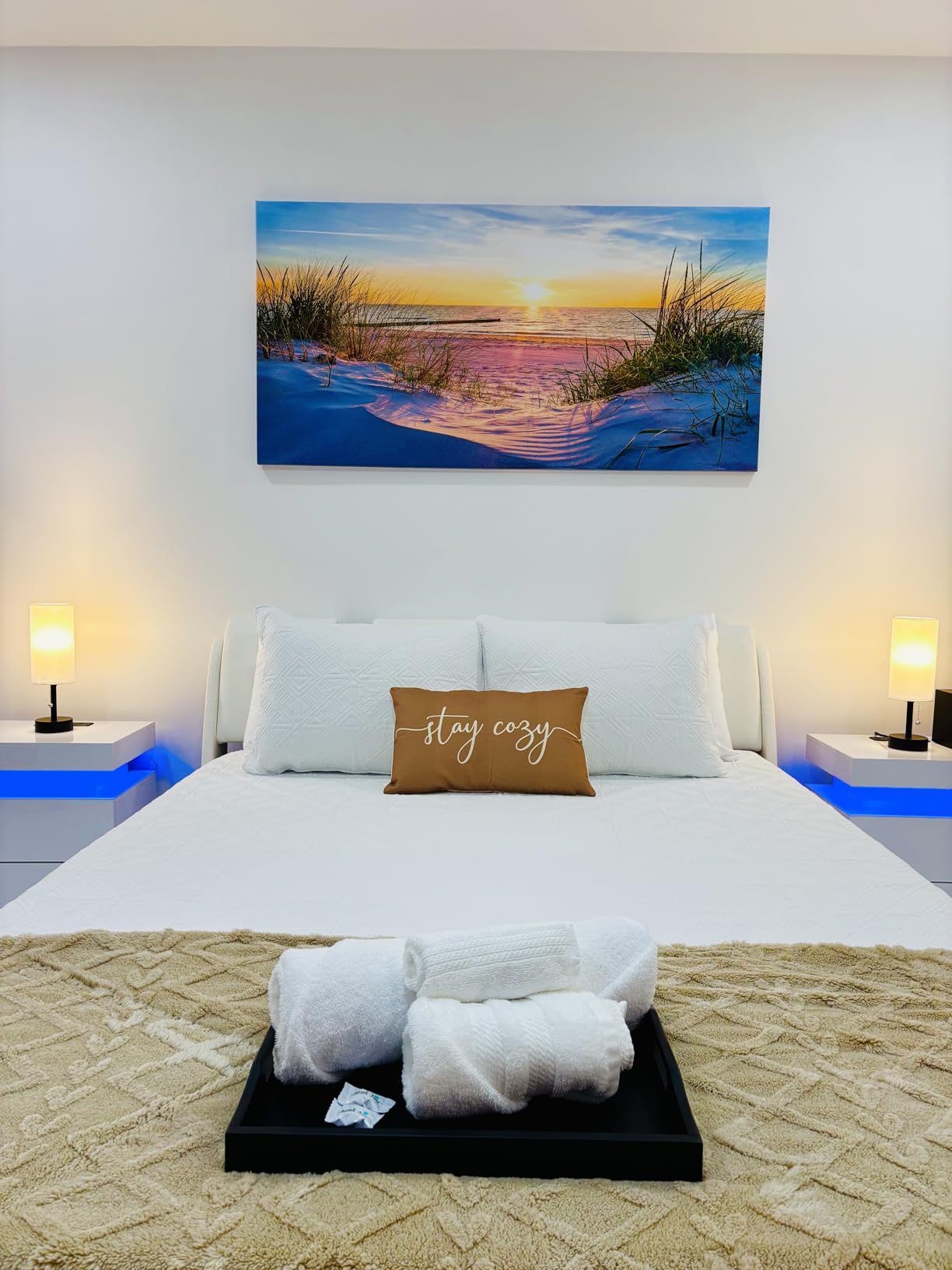 Canvas Wall Art For Living Room Super Large Size Wall Decor For Office Canvas Art Framed Pictures Artwork Blue Sun Beach Grass Ocean Landscape Paintings Bedroom Decor Seascape Draw Home Decorations customer photo 1