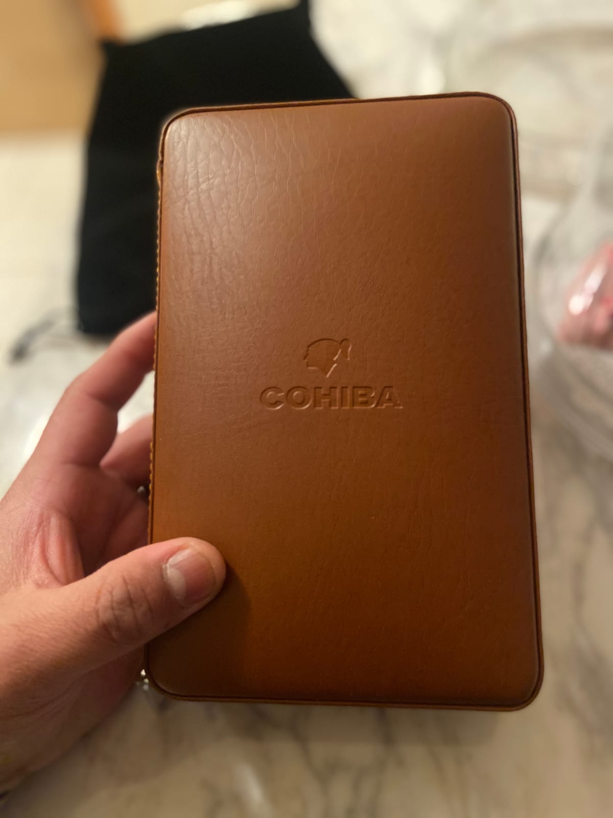 Time C club 4-Finger Portable Travel Leather Cigar Case, Cigar Cutter, Cigar Humidor with Cigar Cutter and Humidifier, Groomsmen Gift, Birthday Gift customer photo 1