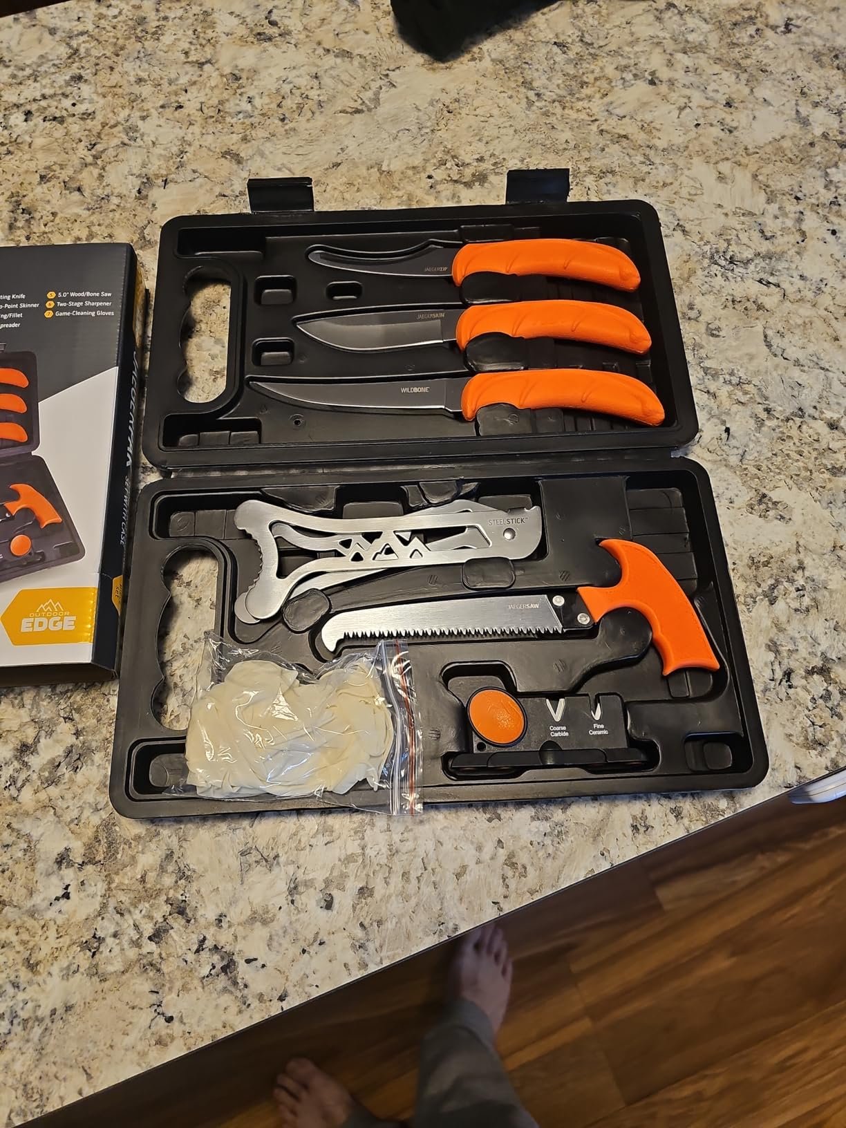 OUTDOOR EDGE JaegerPair, 3-Piece Hunting Knife Combo Set for Processing Big Game with Fixed Blade Drop-Point Skinner, Gutting Knife and Nylon Belt Sheath customer photo 2