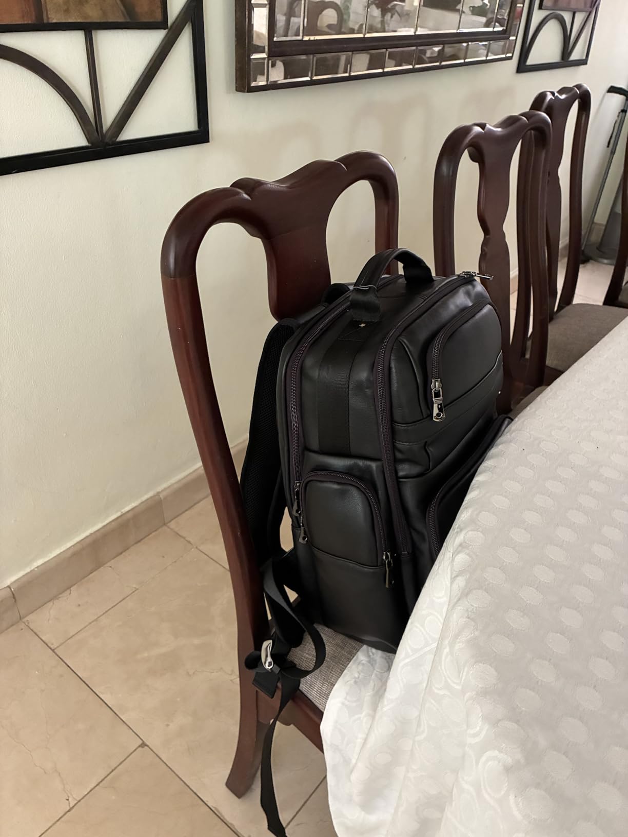 TIDING Men's Leather Backpack 14