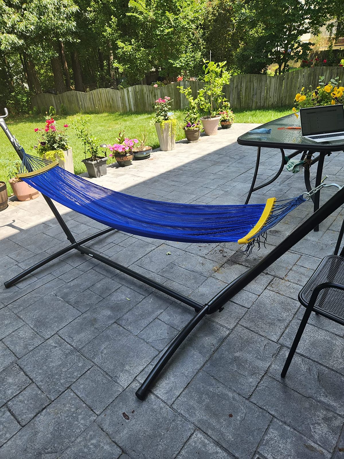 SUPER DEAL Portable 9FT Hammock Stand, Heavy Duty 2 Person 620 LBS Capacity Steel Hammock Frame with Portable Carrying Case, Adjustable 6 Optional Hook Positions, Weather Resistant Black customer photo 1