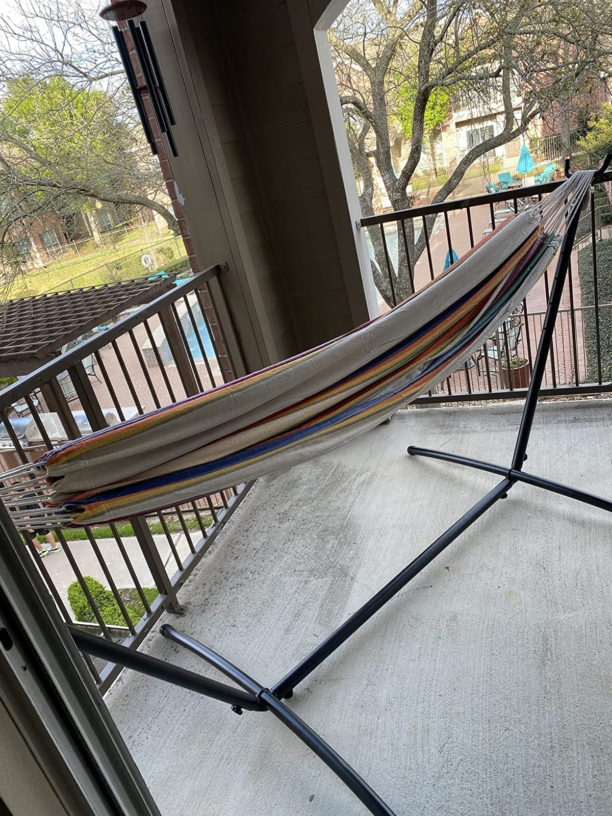 SUPER DEAL Portable 9FT Hammock Stand, Heavy Duty 2 Person 620 LBS Capacity Steel Hammock Frame with Portable Carrying Case, Adjustable 6 Optional Hook Positions, Weather Resistant Black customer photo 2