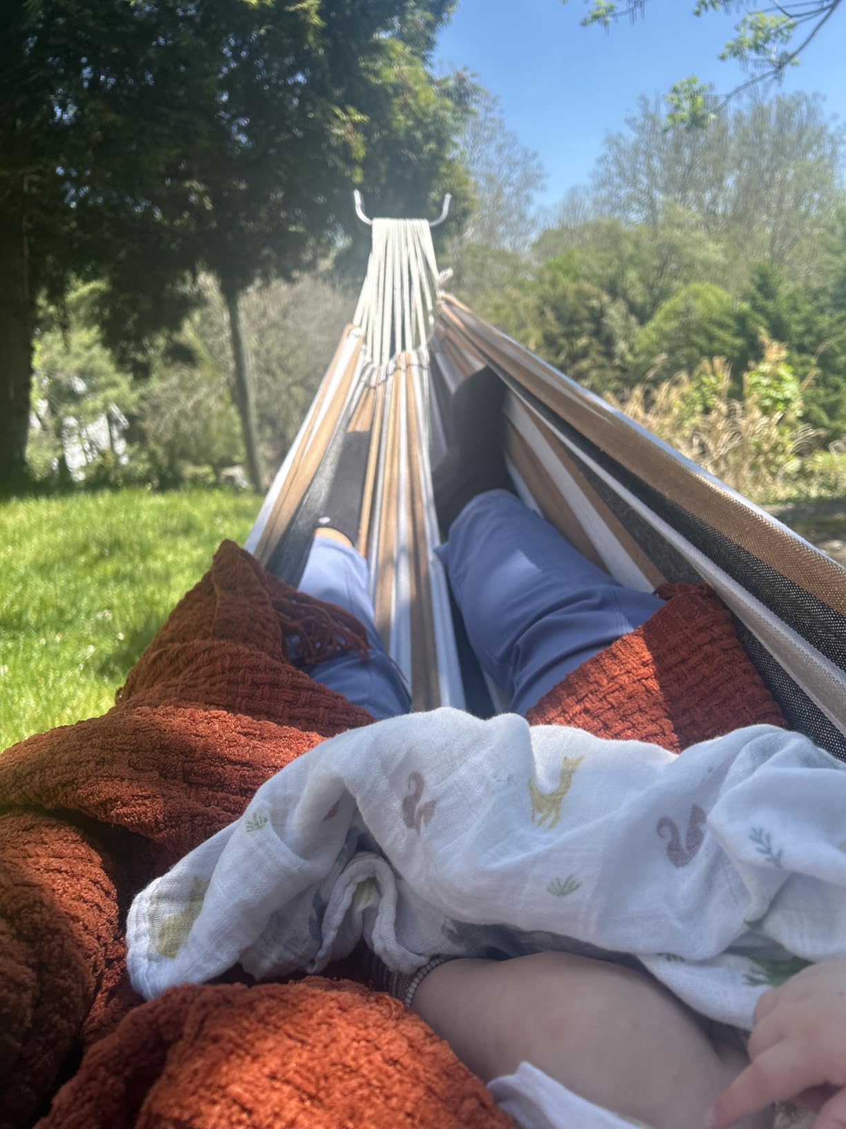 SUPER DEAL Portable 2 Person Hammock with 9FT Hammock Stand, 620 LBS Capacity Adjustable Hammock Bed with Space Saving Carrying Case Included for Camping Garden Backyard Patio Indoor Outdoor customer photo 2