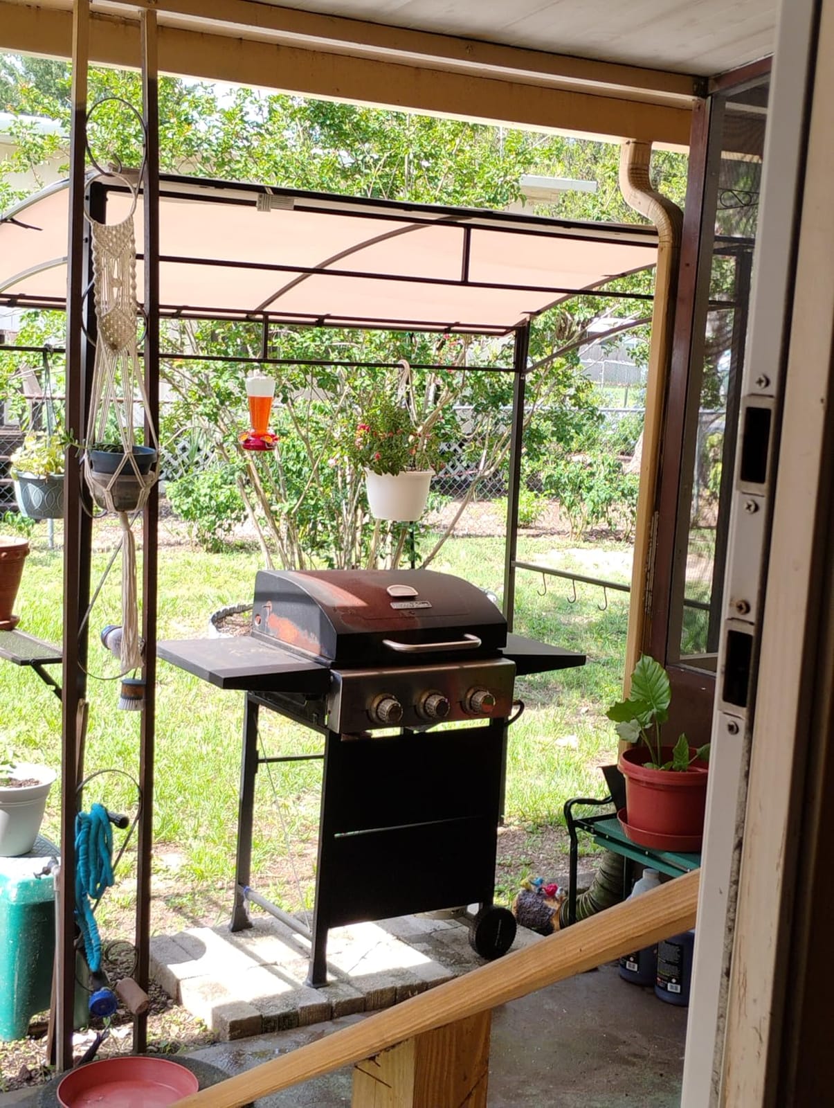 Tangkula 7ft Grill Gazebo, Patio Barbecue Canopy with Serving Shelf and Storage Hooks, Curved Grill Shelter w/Heavy-Duty Steel Frame Sunshade Gazebo for Outdoor Garden (Coffee) customer photo 1