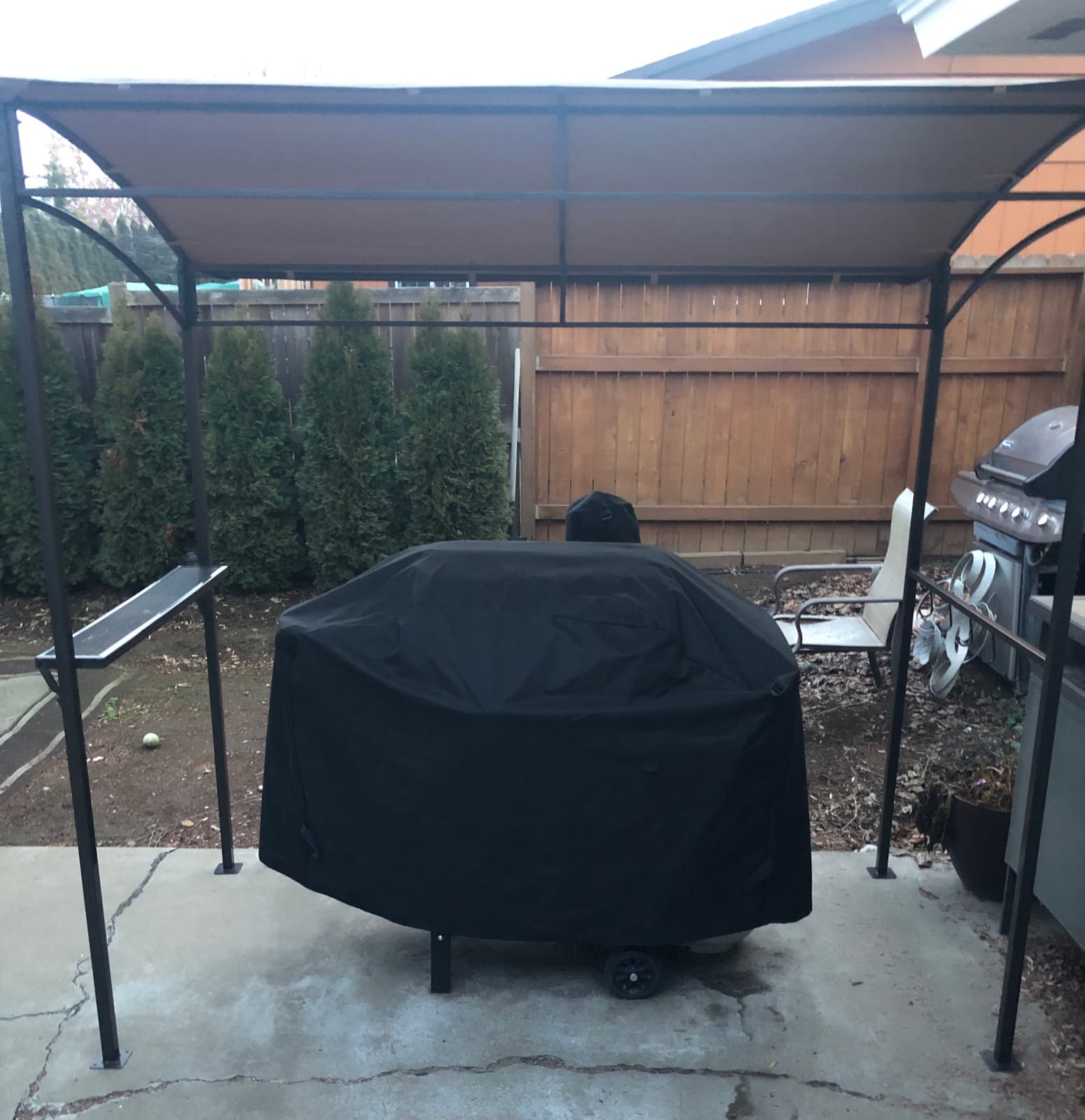 Tangkula 7ft Grill Gazebo, Patio Barbecue Canopy with Serving Shelf and Storage Hooks, Curved Grill Shelter w/Heavy-Duty Steel Frame Sunshade Gazebo for Outdoor Garden (Coffee) customer photo 2