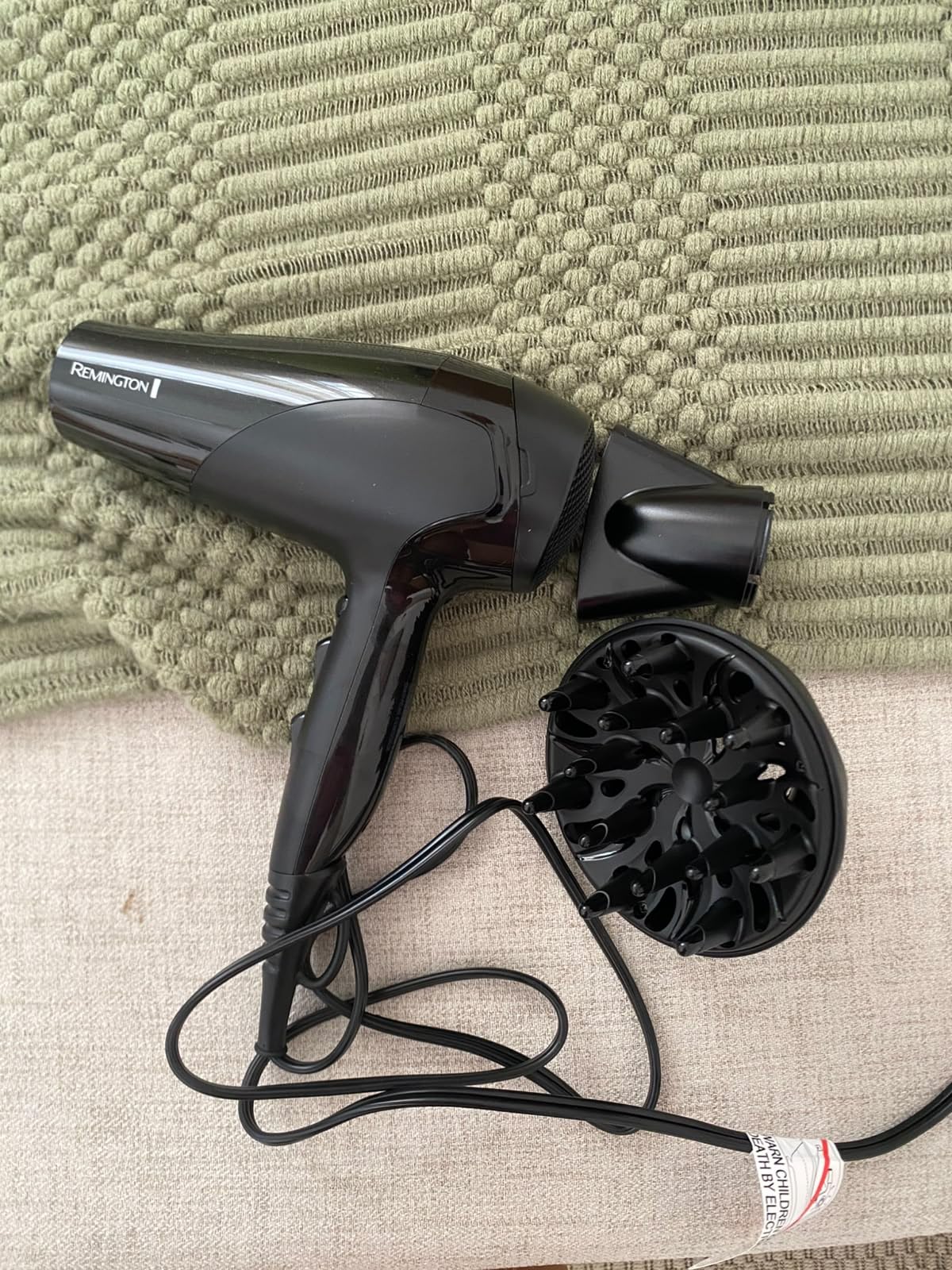 Remington Damage Protection Hair Dryer with Ceramic Ionic Tourmaline Technology, Grey, Diffuser and Concentrator, 3 Piece Set customer photo 2