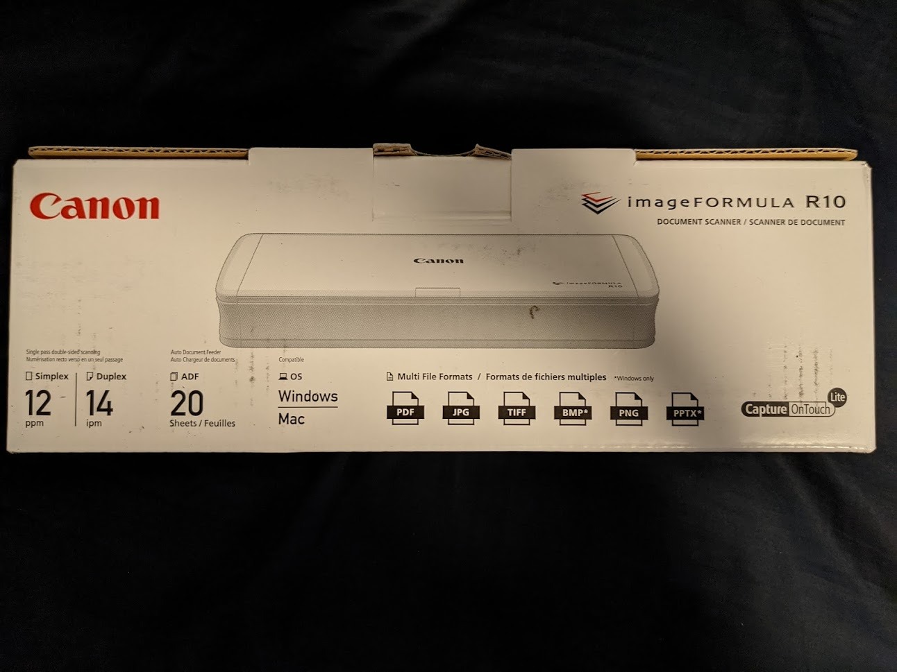 Canon imageFORMULA R10 - Portable Document Scanner, USB Powered, Duplex Scanning, Document Feeder, Easy Setup, Convenient, Perfect for Mobile Users, White customer photo 1
