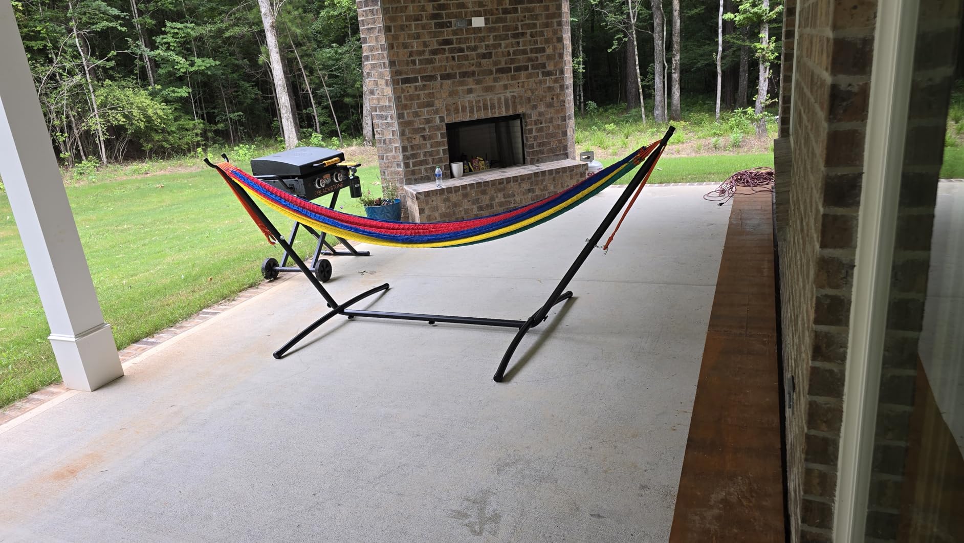 9ft Hammock Stand Portable Heavy Duty 2 Person Steel Stand Only for Outdoor Patio Backyard Indoor Bedroom with Carrying Case, Weather-Resistant Finish Swing Stand, 450LBS Weight Capacity, Black customer photo 1