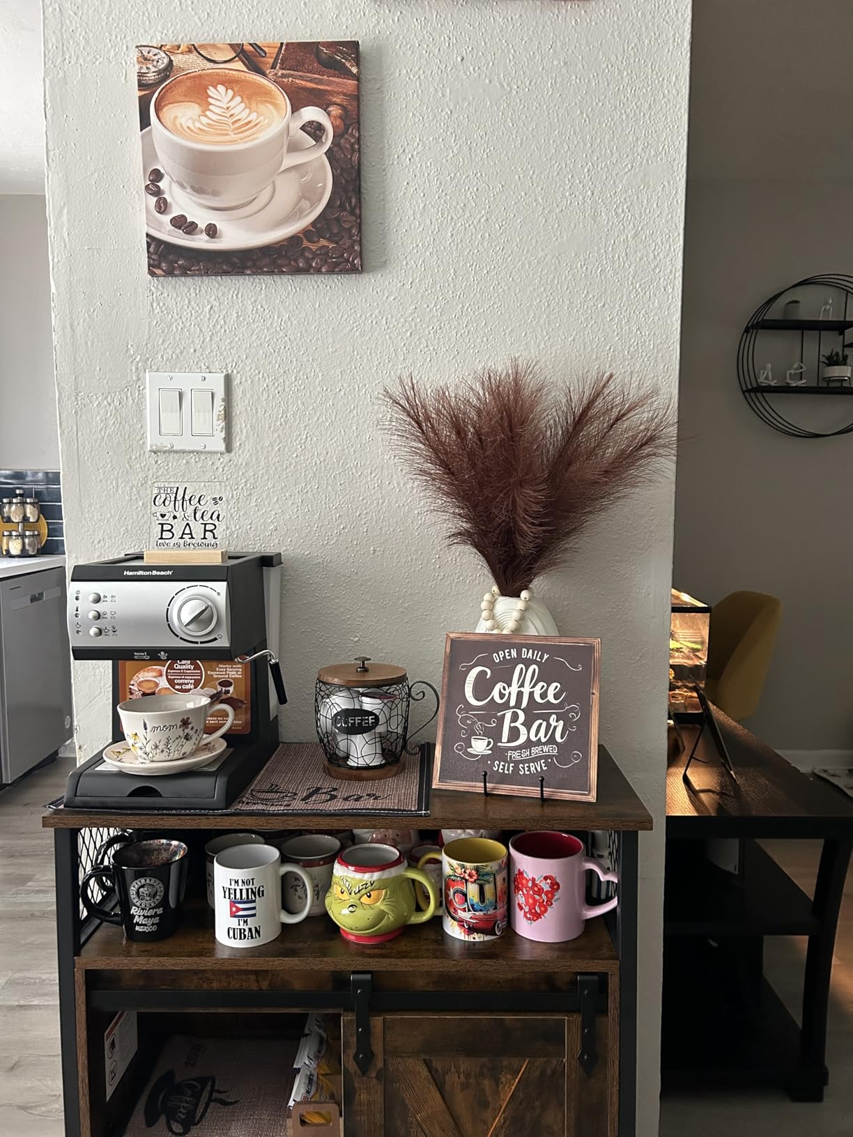 VASAGLE Buffet Cabinet, Coffee Bar with 2 Sliding Barn Doors | Sideboard Storage Cabinet, Adjustable Shelves, Rustic Brown, DAXTON Collection customer photo 1