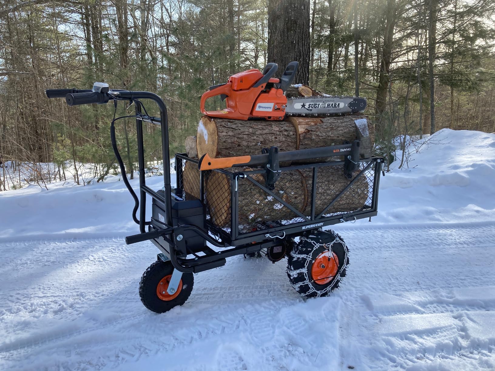 SuperHandy Utility Service Cart Power Wagon Wheelbarrow Electric 48V DC Li-Ion Powered 660Lbs Load and 1000Lbs+ Hauling Capacity Farm and Garden All Purpose Modular Cargo Bed customer photo 2