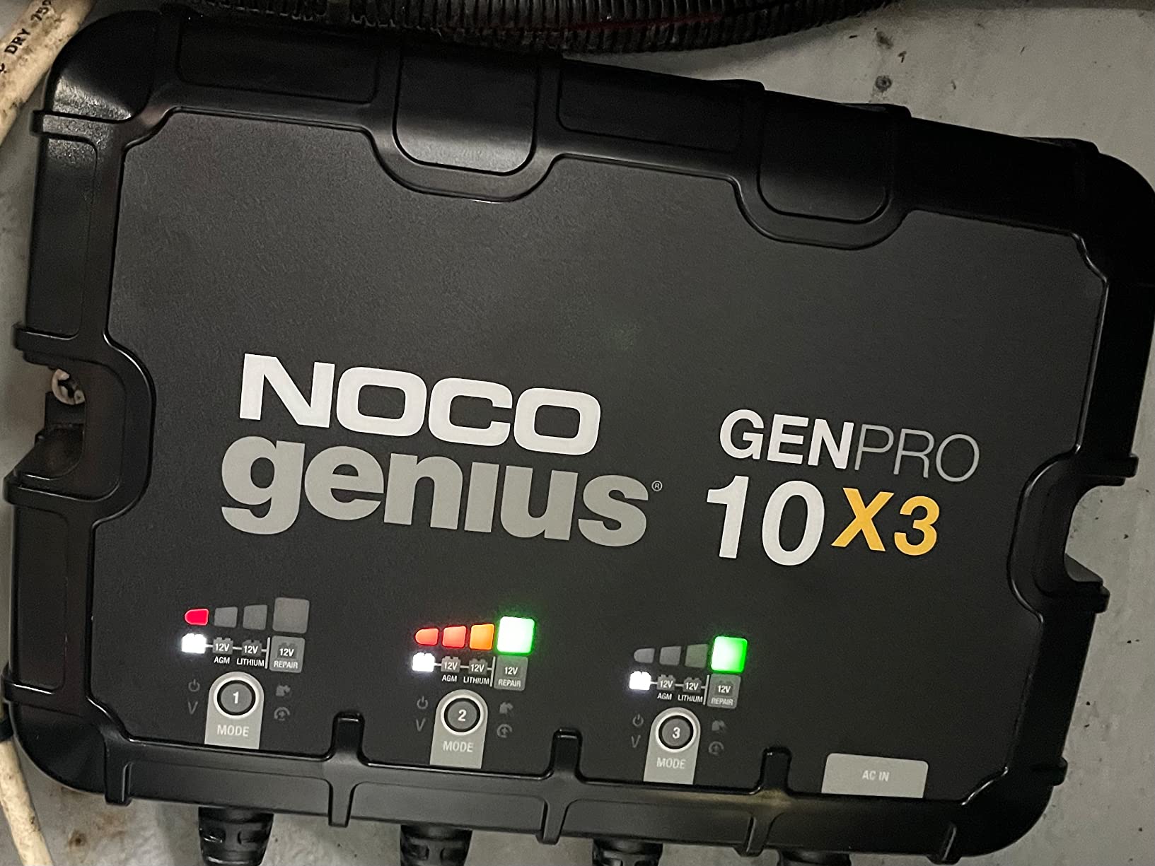 NOCO Genius GENPRO10X3, 3-Bank, 30A (10A/Bank) Smart Marine Battery Charger, 12V Waterproof Onboard Boat Charger, Battery Maintainer and Desulfator for AGM, Lithium (LiFePO4) and Deep-Cycle Batteries | Charges 3 Batteries at Once, IP68 Waterproof, Overcharge Protection, Temperature Compensation, For Lead-Acid & Lithium customer photo 1