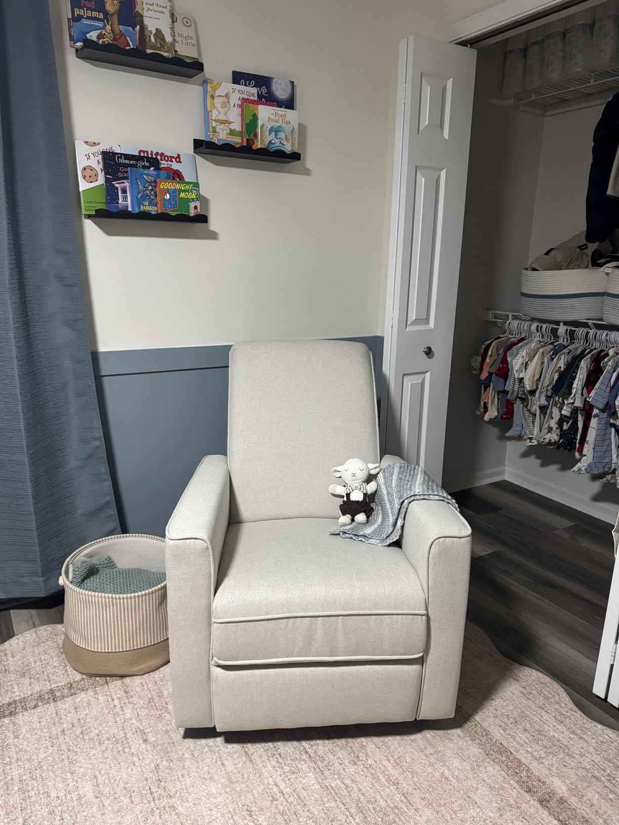 Evolur Raleigh Upholstered Manual Glider Recliner- Rocking & 360° Swivel with Smooth Glide - Greenguard Gold & FSC Certified - Modern Nursery and Living Room Chair in Light Grey customer photo 2