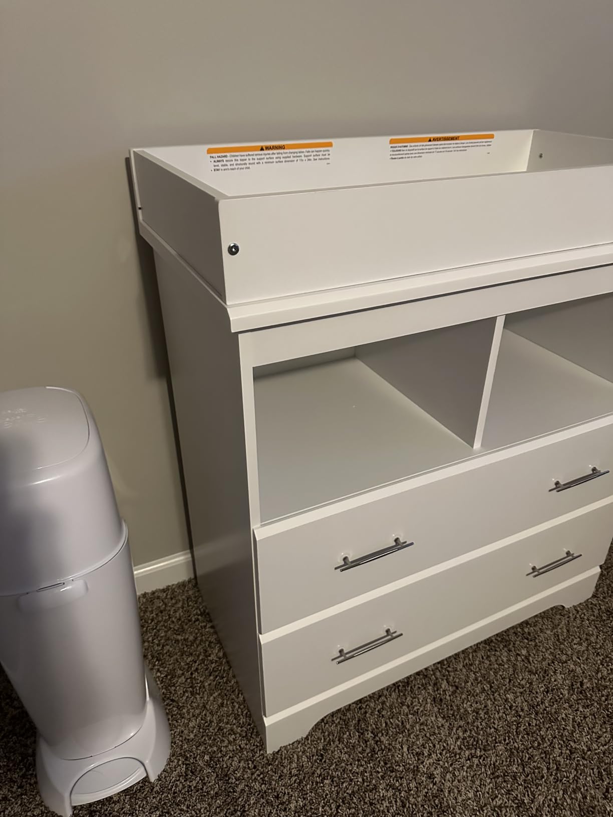 Storkcraft Brookside 2 Drawer Changing Table Dresser, White | GREENGUARD Gold Certified Baby Dresser with Removable Changing Table Topper, Includes Interlocking Drawer System customer photo 1