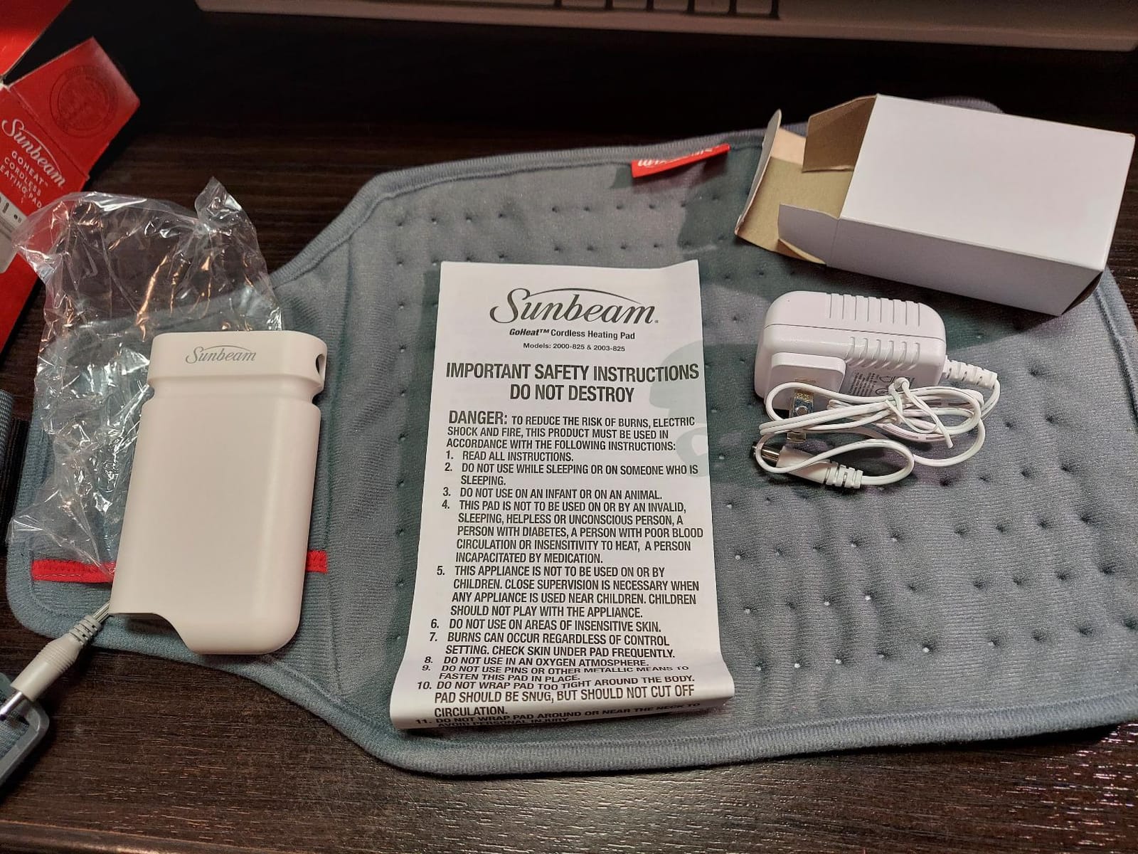 Sunbeam Cordless Rechargeable Heating Pad, Portable 9.5