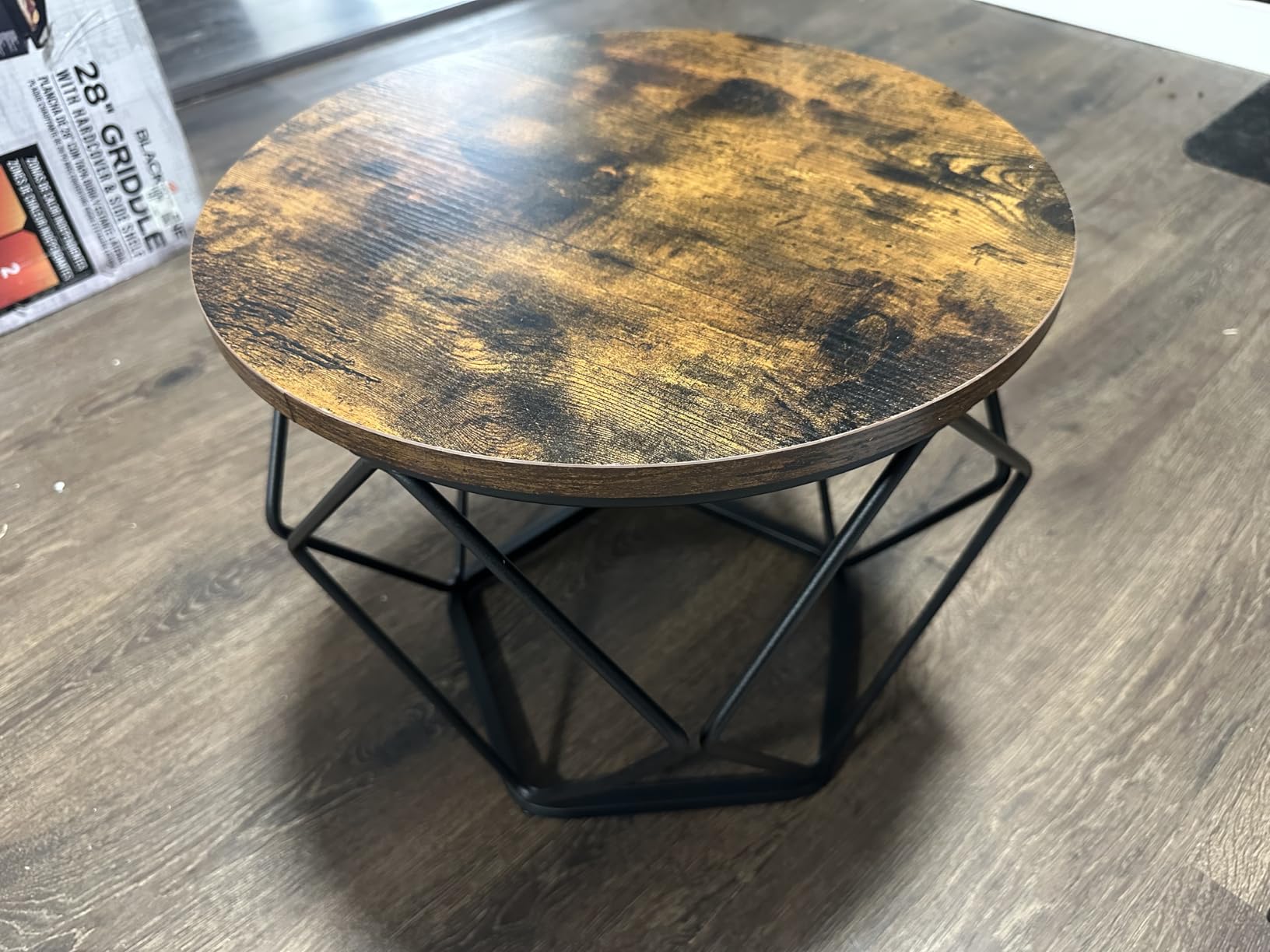 VASAGLE Small Round Coffee Table Set of 2, with Steel Frame | Side End Table for Living Room, Bedroom, Office, 19.7 Dia. x 15.7 H Inches, Rustic Brown and Ink Black, ULET040B01 customer photo 2