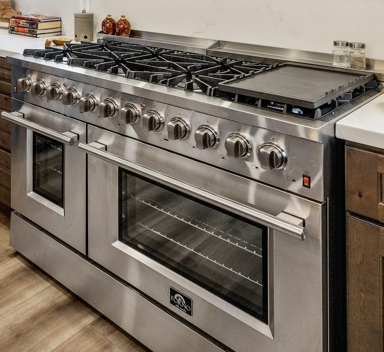 FORNO Galiano Dual Fuel 48 Inch Freestanding Range 8 Sealed Brass Burners Cooktop - 6.58 Cu. Ft. Double Convection Electric Oven - Stainless Steel Stove Range Heavy Duty Cast Iron Grates customer photo 2