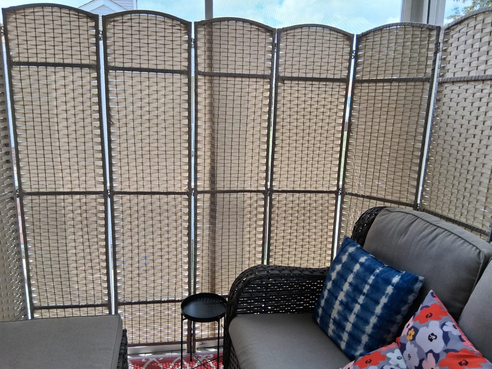 Sorbus Foldable Room Divider, Mesh Privacy Screen (8 Panel, Black) | Double-hinged freestanding partition customer photo 2