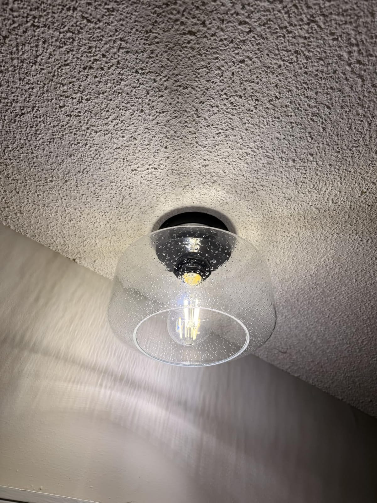 Industrial Semi Flush Mount Ceiling Light, 800 Lumen LED Bulb Included, Seeded Glass Shade Farmhouse Light Fixture for Hallway Corridor Kitchen Bathroom Bedroom Passway customer photo 1