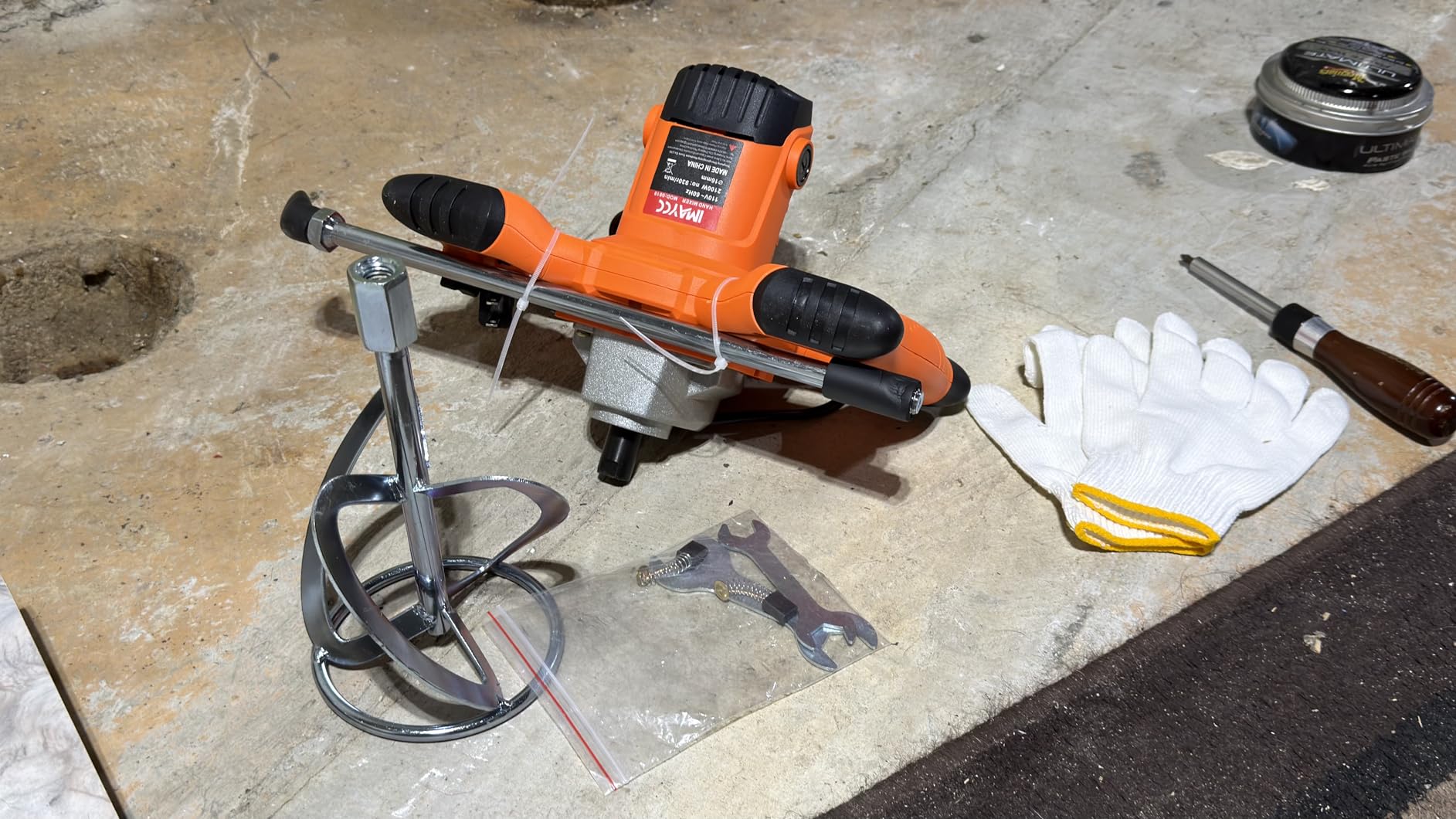 IMAYCC Cement Mixer, 2100W Electric Concrete Mixer with 6 Speed, 110V Handheld Mud Mixer for Motar,Paint, Grout, Plaster, Thinset,Fodder Stirring Tool customer photo 1