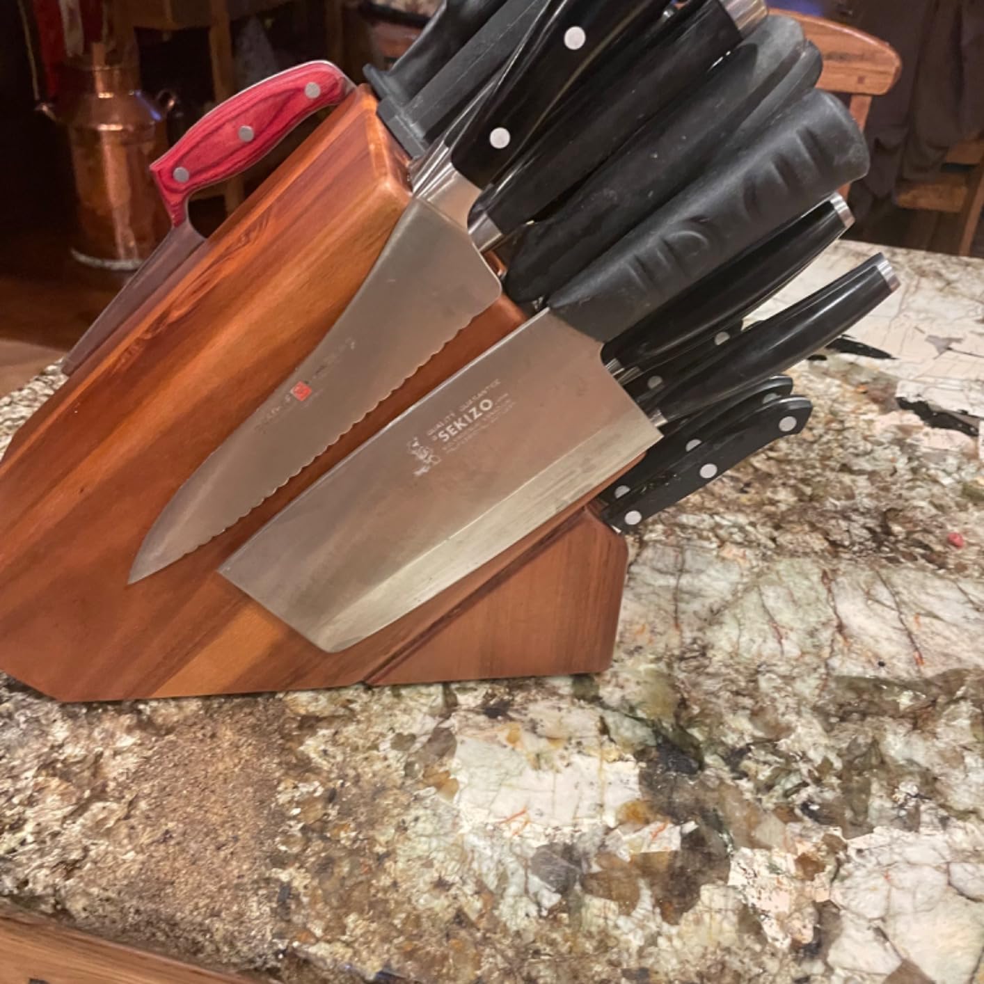 Cooks Standard Cutlery Block Holder without Knives, X-Large Universal Countertop Butcher Block Kitchen Knife Stand for Easy Kitchen Storage, Made of Natural Acacia Wood, 25 Slot customer photo 2