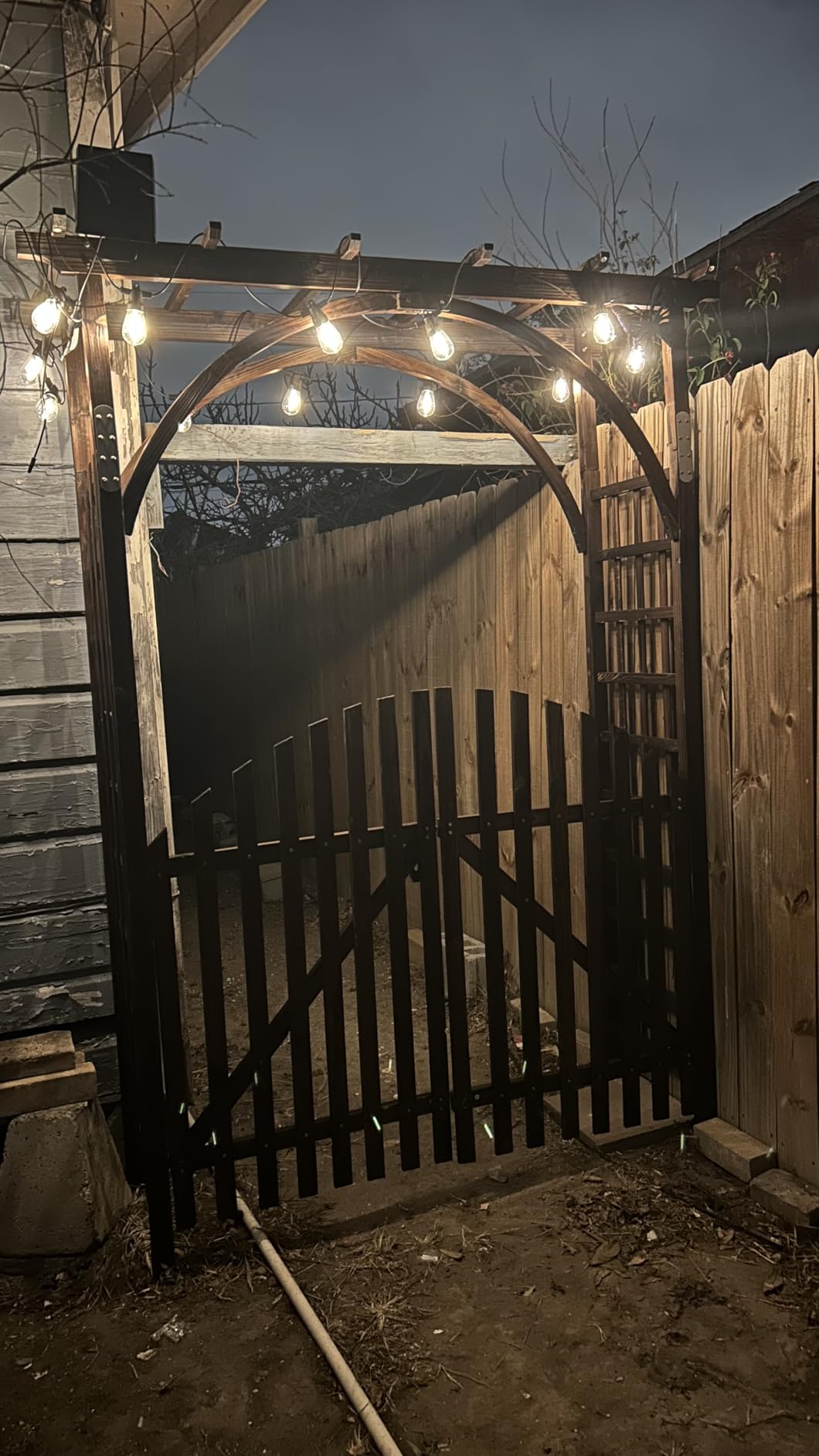 VINGLI 85in Wooden Arbor Garden Arch, Wedding Arch for Ceremony, Wood Trellis for Plant Climbing, Christmas Decor Pergola for Garden Backyard, Lawn (Golden Brown) customer photo 1