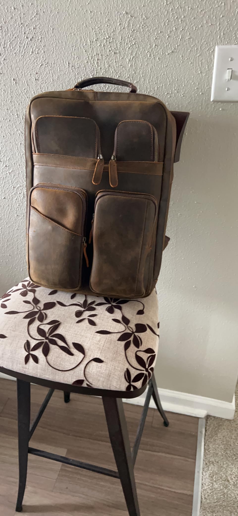 Polare 17.3 Inch Full Grain Leather Backpack for Men and Women Multi Pockets Business Travel Laptop Rucksack (Brown) customer photo 2