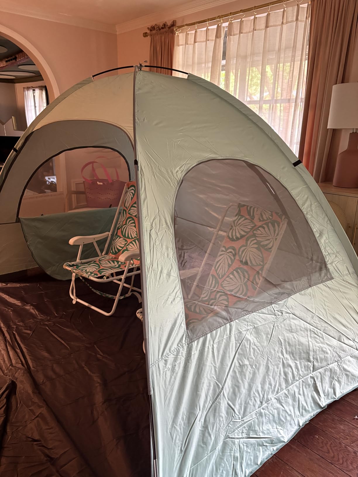 WhiteFang Beach Tent Anti-UV Portable Sun Shade Shelter for 3/4/6/8 Person, Extendable Floor with 3 Ventilating Mesh Windows Plus Carrying Bag, Stakes and Guy Lines customer photo 2