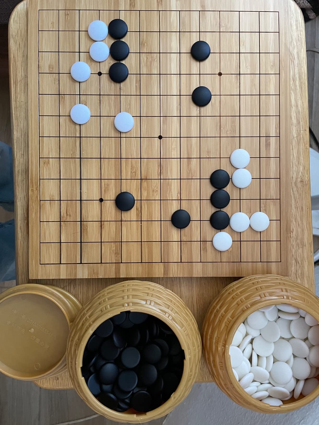 Beginner's Go Game Set | Reversible Bamboo 13 x 13 / 9 x 9 Grid Go Board, Bowls, Single Convex Melamine Stones customer photo 2