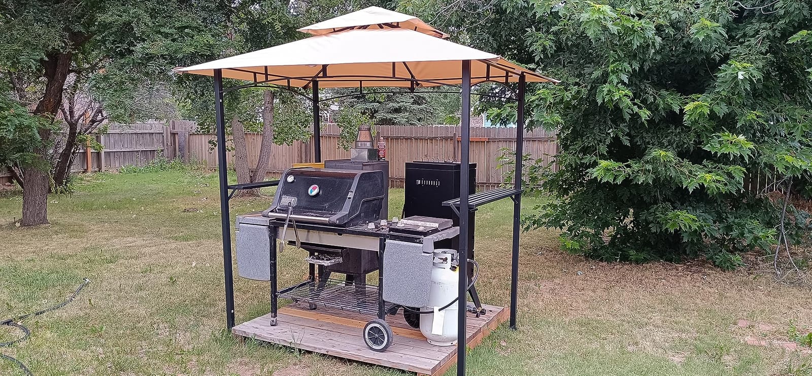 AECOJOY 8' x 5' Outdoor Grill Gazebo, 2-Tier BBQ Gazebo Canopy, Beige customer photo 2