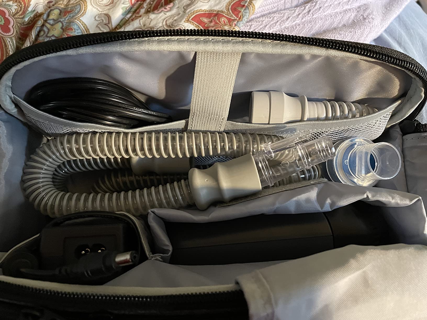 CURMIO CPAP Travel Bag Compatible with ResMed AirMini Machine | CPAP Supplies Storage Bag for Power Supply, Mask, Headgear strap, Tubes, Compact Size for Travel, Empty Bag customer photo 1