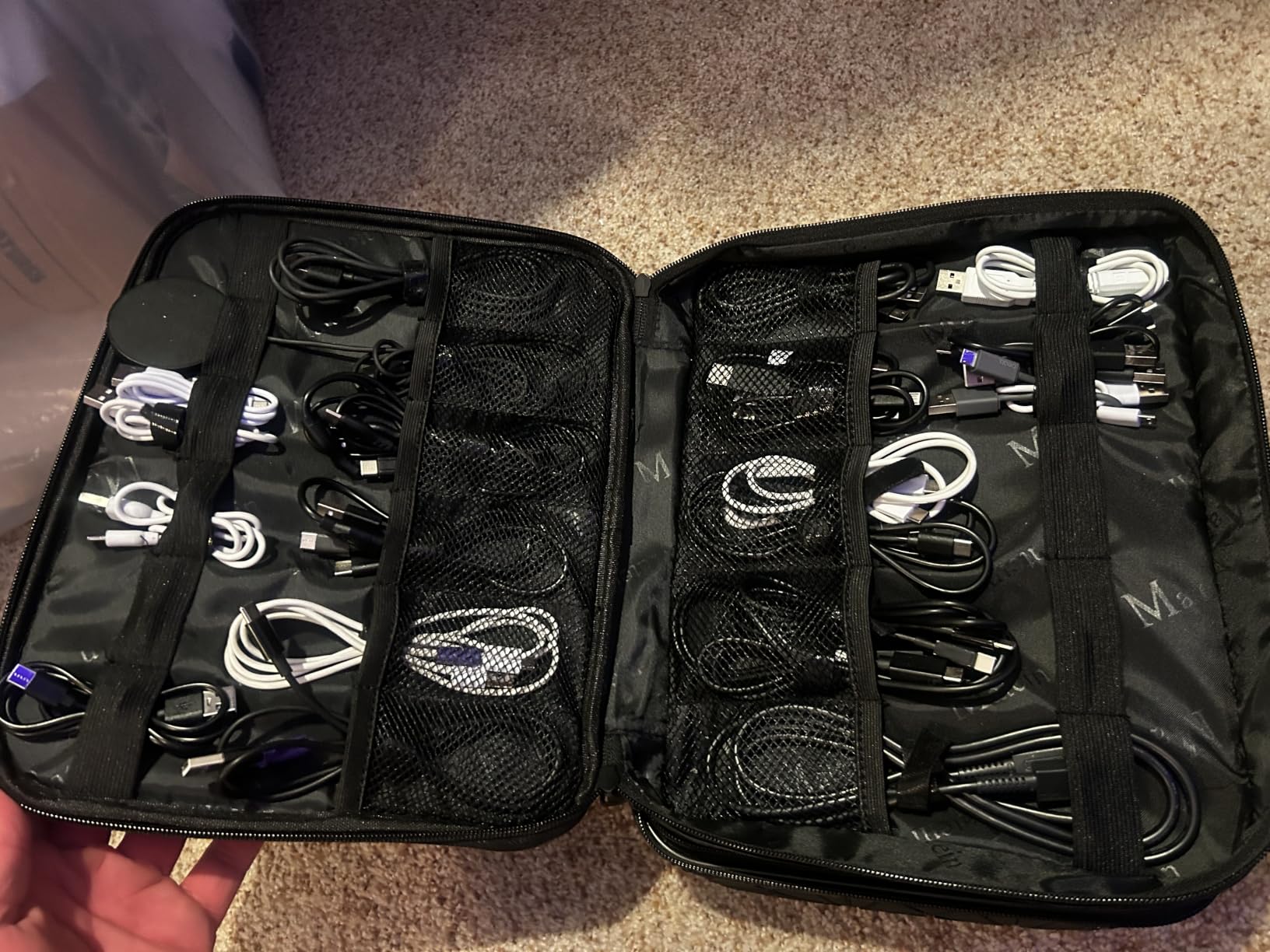 MATEIN Cable Organizer Bag, Travel Electronic Storage Cord Organizer Box | Tech Bag for Travel, Waterproof Charger Storage, Double Layer, Carrying Case for Cord, Shockproof, Portable, DJ Gifts, Black customer photo 1