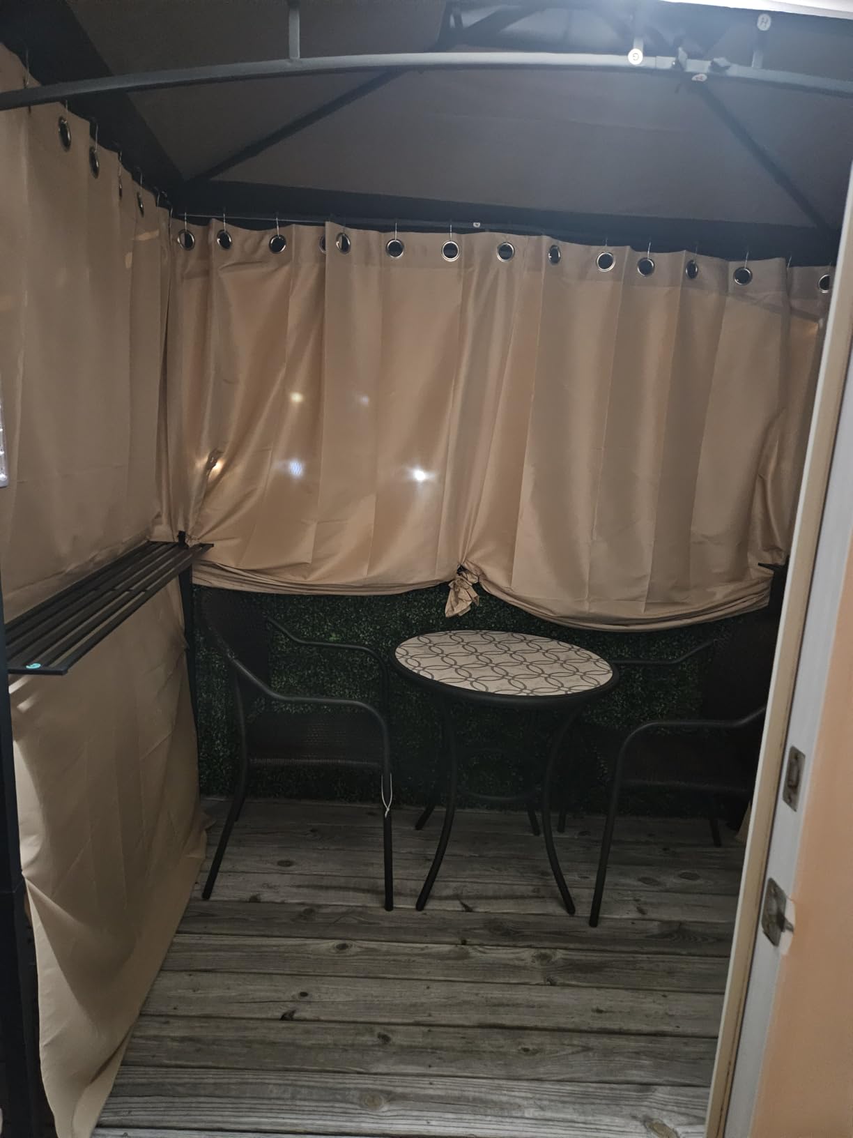 COOSHADE 8x5 Grill Gazebo BBQ Gazebo with LED Light, Brown | Grill Canopy, 2 Tiers Top for Ventilation, BBQ Shelves with Hooks, Built-in Bottle Opener customer photo 2