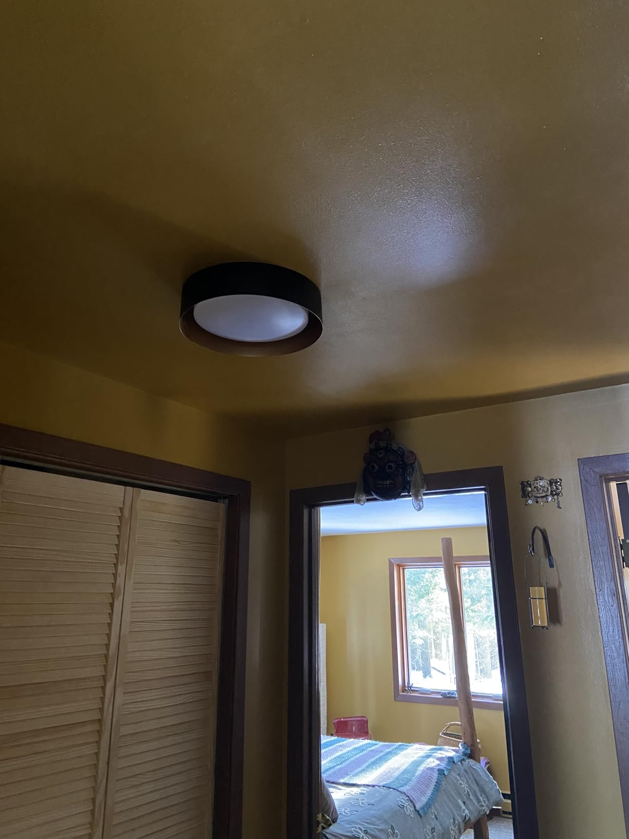 Bargeni Flush Mount Ceiling Light, Matte Black with Gold Interior, 12.5 inch, 18W Dimmable 3000K customer photo 1