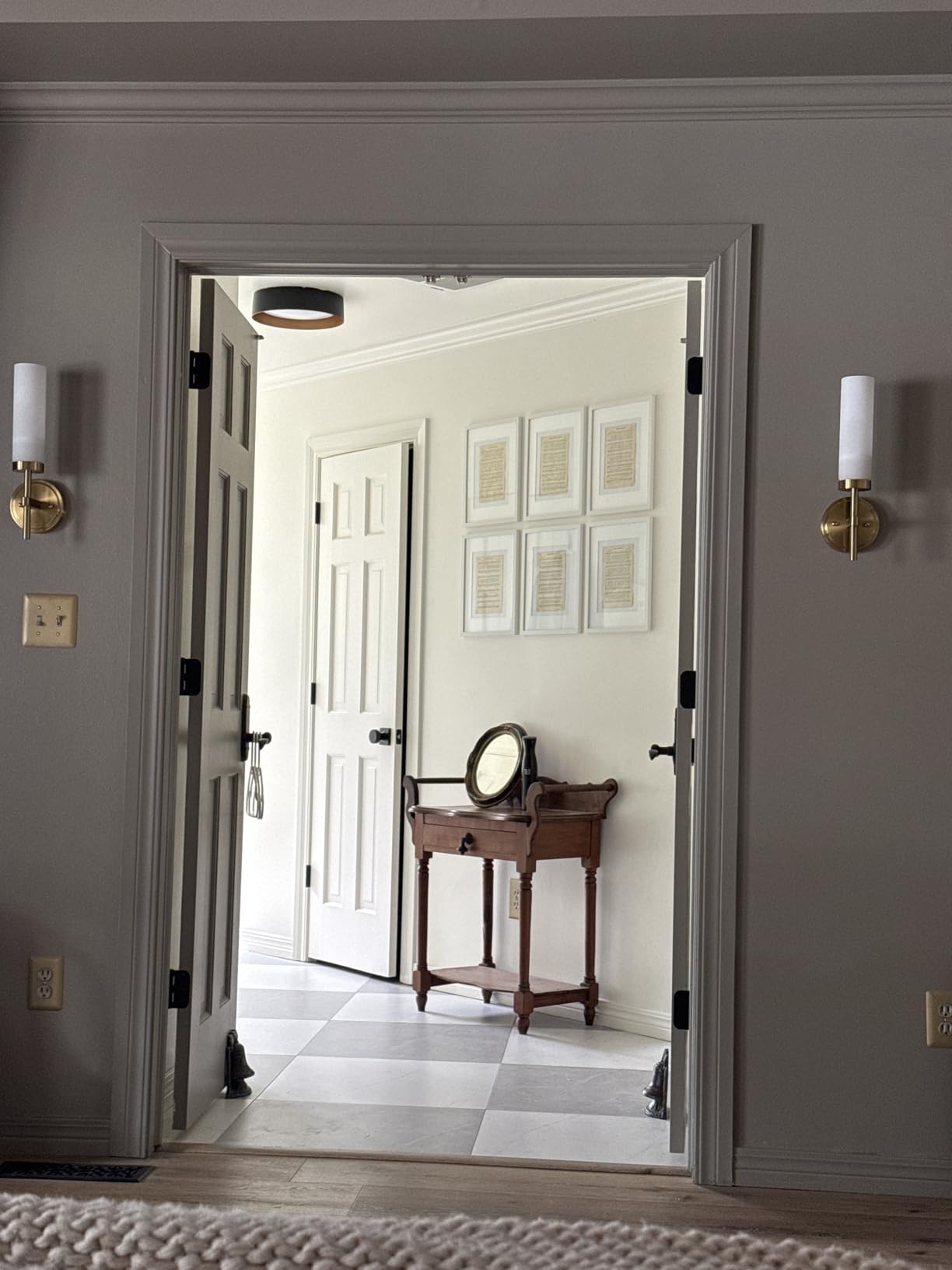 Bargeni Flush Mount Ceiling Light, Matte Black with Gold Interior, 12.5 inch, 18W Dimmable 3000K customer photo 2