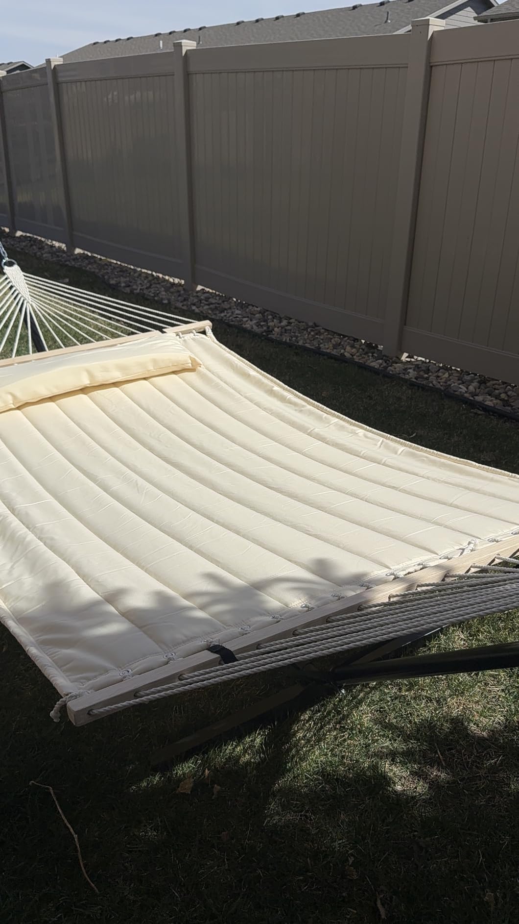 SUNCREAT 2 Person Hammock with Stand, 475 lbs Capacity, Dark Grey customer photo 2