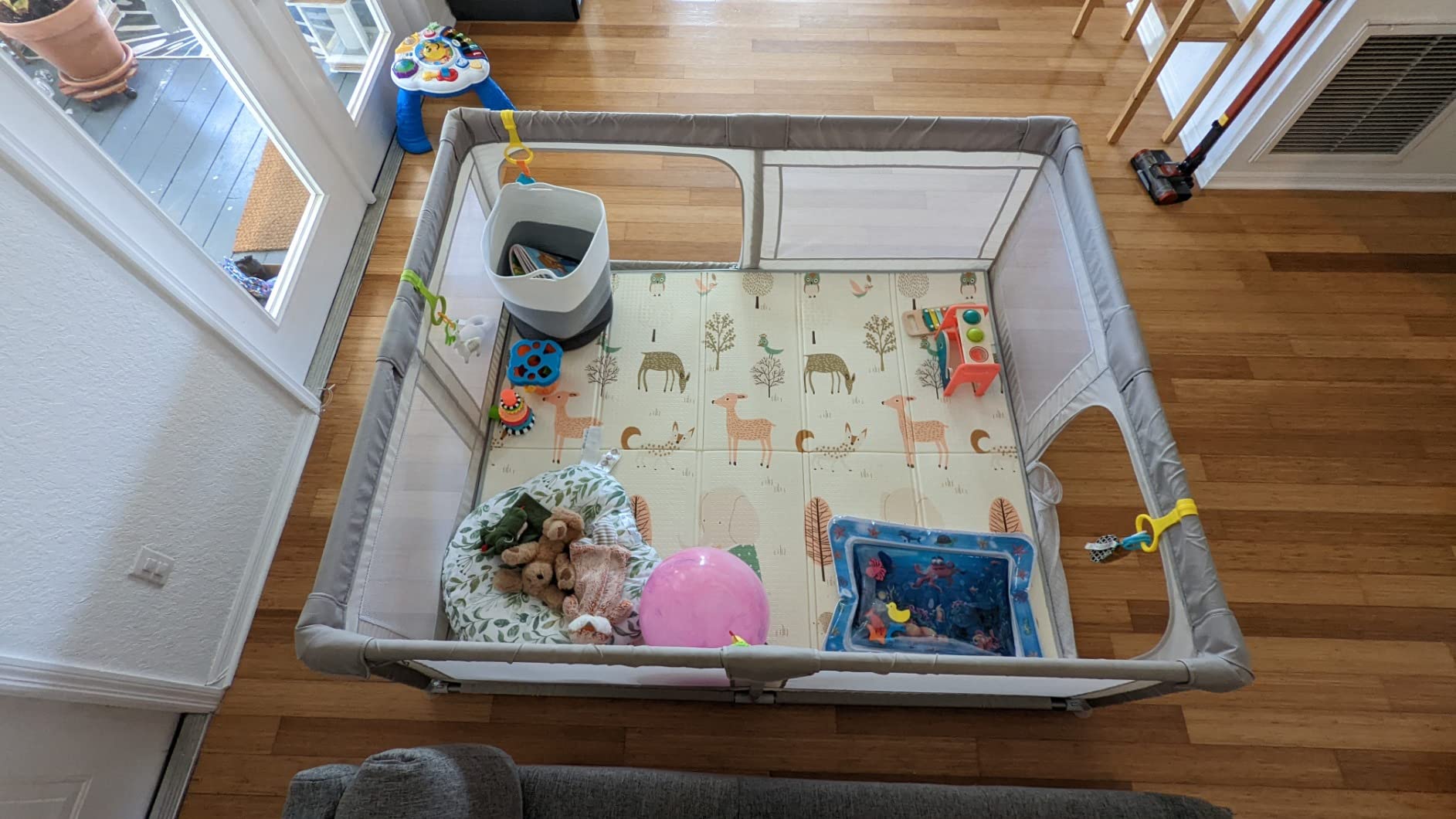 Mloong Baby Playpen with Mat, 59x59in Playpen for Babies and Toddlers, Grey | Large Playpen for Indoor & Outdoor Activity Center, Play Yards for Baby, Safety Baby Fence with Door customer photo 1