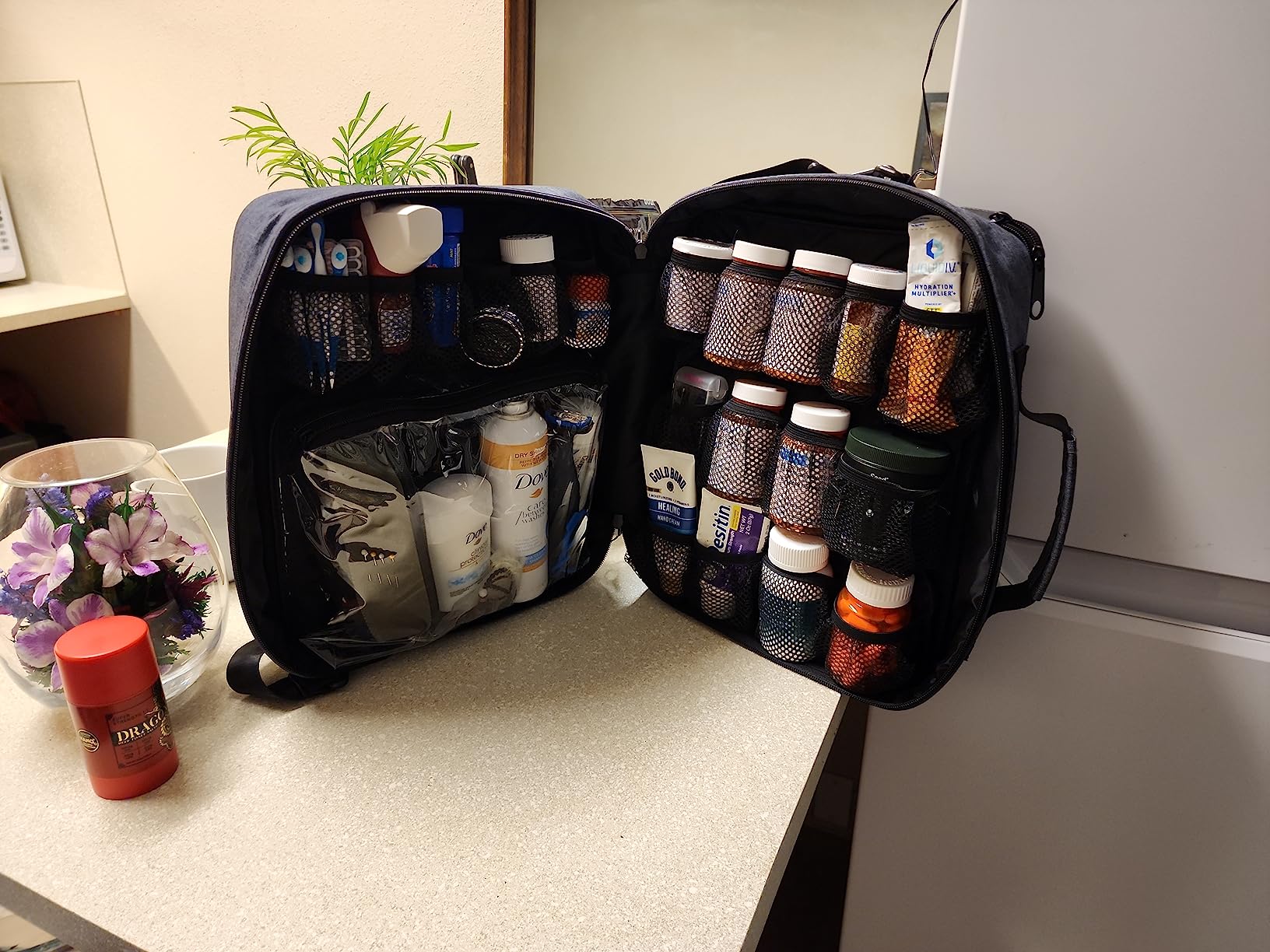 Extra Large Pill Bottle Organizer, Travel Medicine Bag with Lock | Modular prescription bottle organizer with large-capacity storage for vitamins, supplements, med supplies and small devices customer photo 2