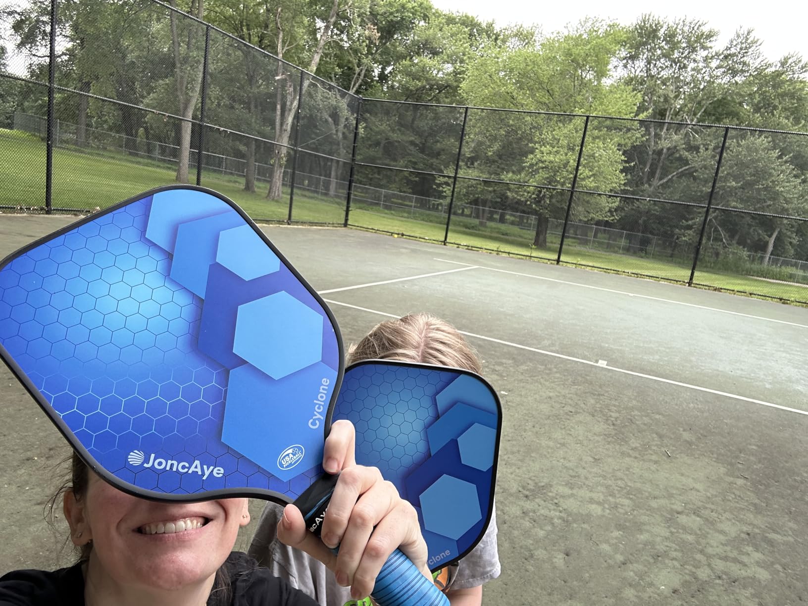 JoncAye Pickleball Paddles Set of 4 or 2 Fiberglass Rackets USAPA Approved | Lightweight Pickle Ball Equipment, 4 Outdoor Indoor Balls, Racquet Bag, Overgrip, for Beginners, Adult, Youth, Men & Women customer photo 1