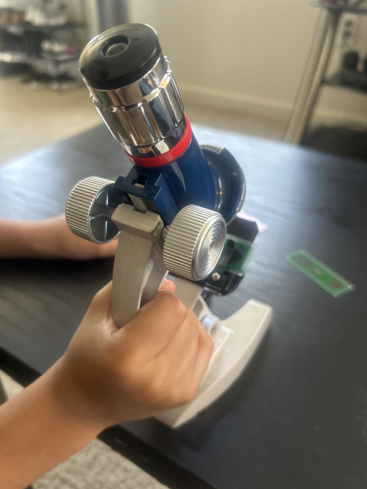 58-Piece Kids Microscope Kit - 100X-1200X Magnification, Metal Body, LED Light, Carrying Box - Science Experiment Toy for Kids Ages 5-12 customer photo 1