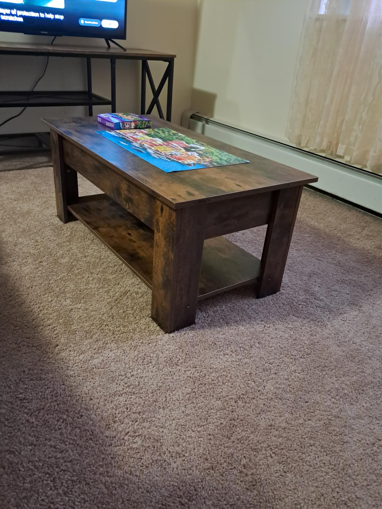 Yaheetech Black Lift Top Coffee Table with Storage for Living Room, 38.6
