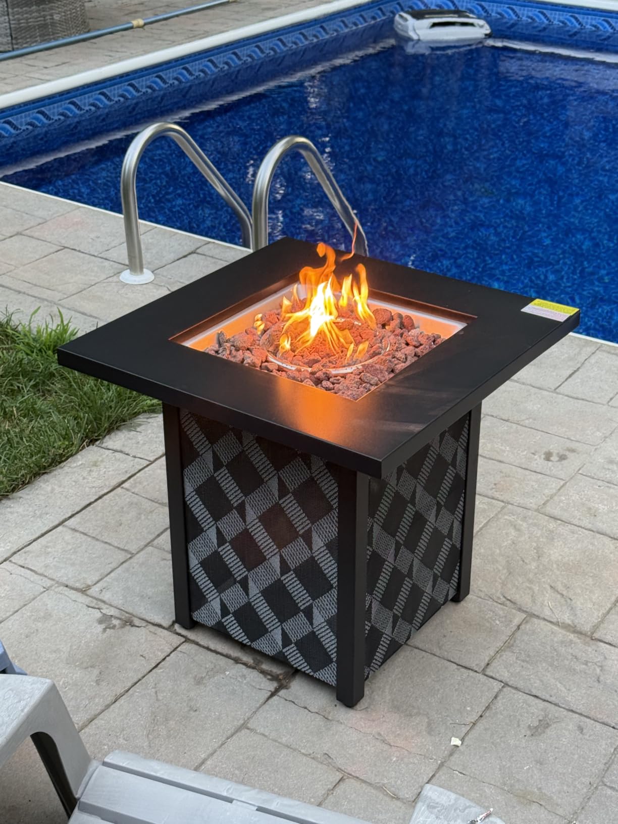 Ciays 28 Inch Propane Fire Pit CSA-Listed Outdoor Fire Pit Table, 50,000 BTU Steel Gas Fire Pits with Lid and Lava Rock, Add Warmth and Ambience to Parties On Patio Deck Garden, Black, CIFPT3-N1 customer photo 1