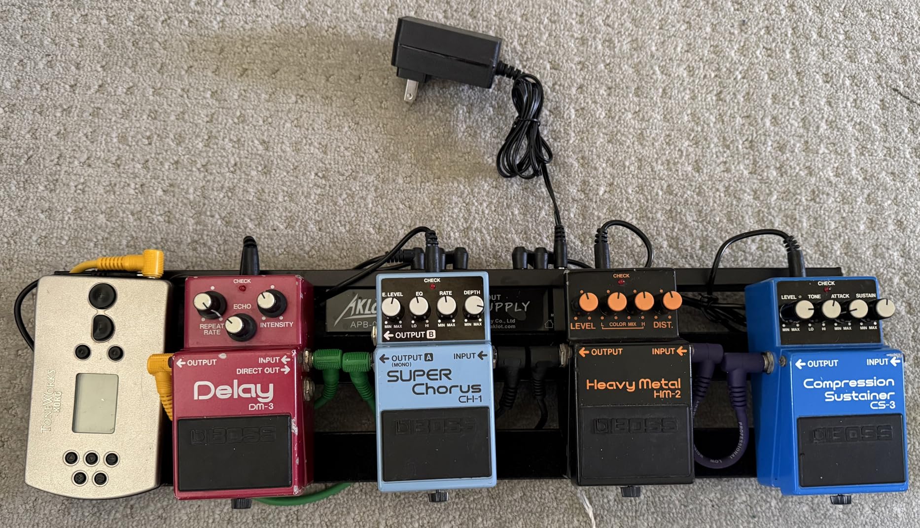 AKLOT Guitar Pedal Board with Built-in Power Supply Guitars Effect Pedalboard Aluminium Alloy Power Supply 19