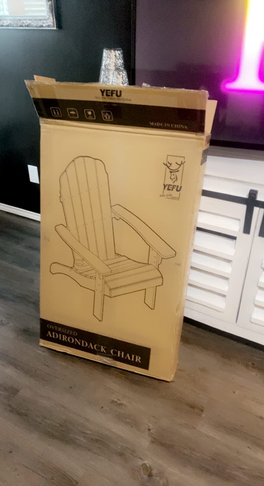 YEFU Oversized Adirondack Chair with Cup-Holder - Black customer photo 1