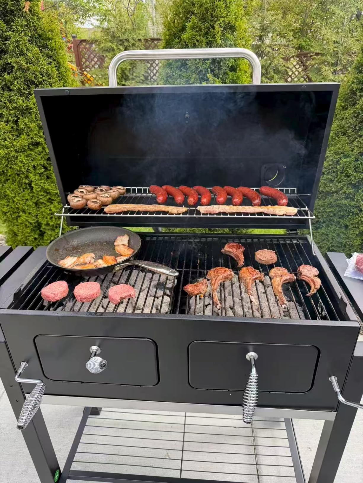 Captiva Designs Charcoal Grills Extra Large Barbecue Grill Heavy Duty | 794 SQ.IN Oversize Cooking Area, Outdoor BBQ Cooking Grill with 2 Individual Lifting Charcoal Trays and Foldable Side Tables customer photo 2
