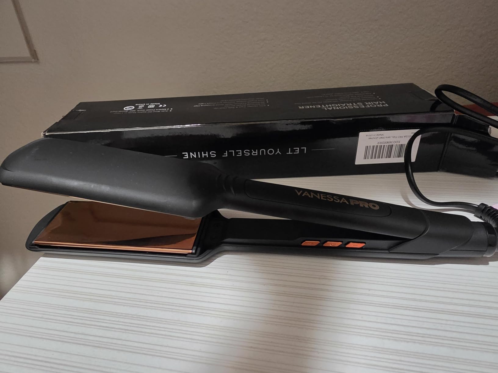 VANESSA PRO Titanium Flat Iron: Hair Straightener with Consistent Heat for Effortless Glide on Naturally Thick Hair, Minimal Damage - 2-Inch Wide Plates for Easier Morning Routine & Silk Press at Home customer photo 1