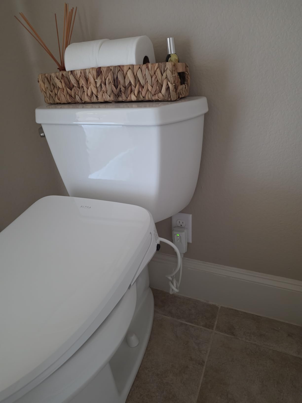ALPHA BIDET UX Pearl Bidet Toilet Seat in Elongated White | Ultra Low Profile | Endless Warm Water | Arced Stainless Steel Nozzle | LED Nightlight | Dryer | Deodorizer | 3 Year Warranty customer photo 1
