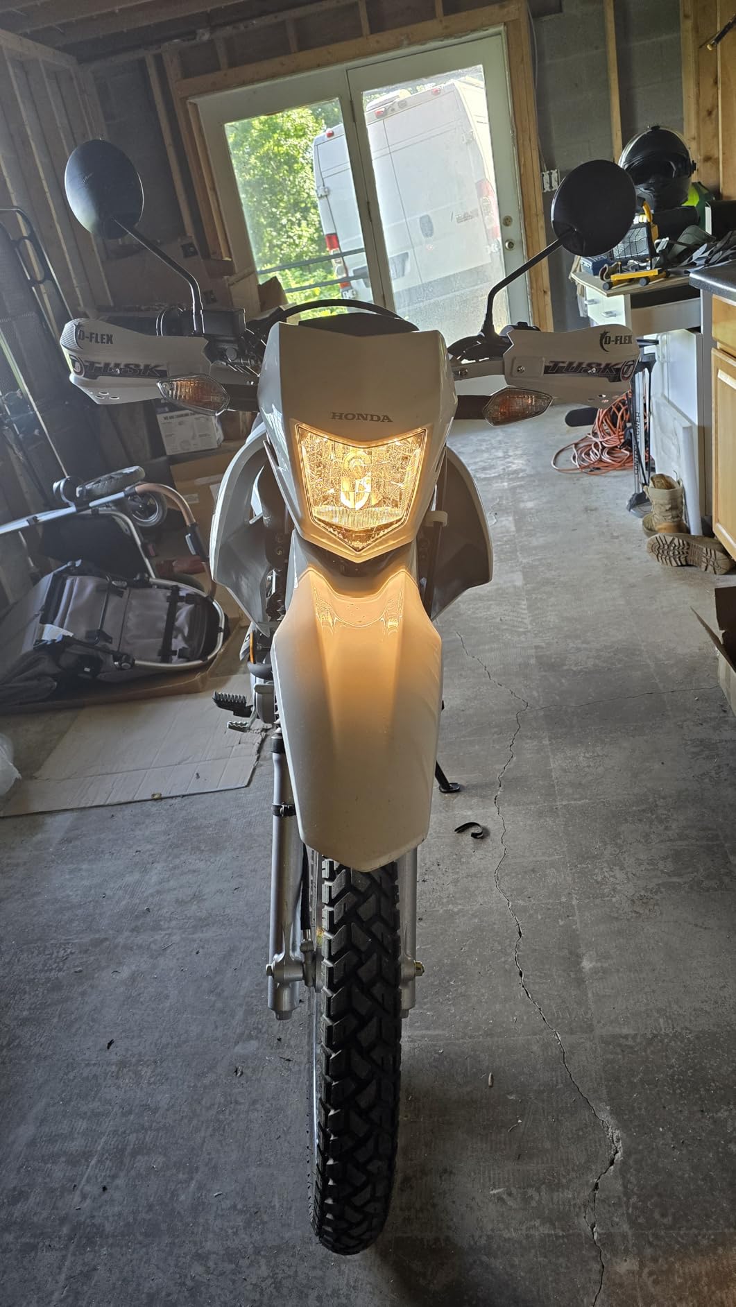 Tusk D-Flex Handguards - White Aluminum Bars with White MX-Style Shields - Universal Fit for 7/8