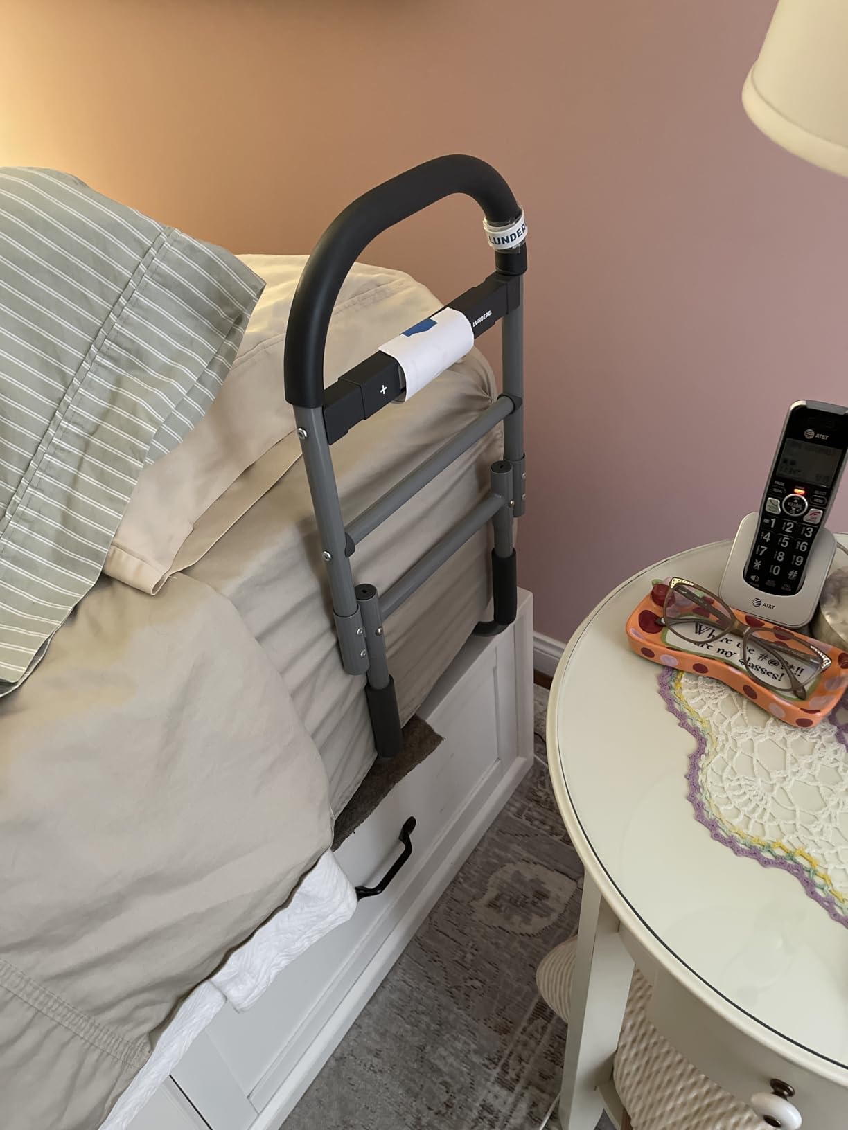 Lunderg Bed Assist Rail for Seniors - with Motion Light & Storage Pocket | Easy to Install Bed Rails for Elderly Adults Safety & Post-Surgery - Helps Reduce Falls & Support Independence customer photo 1