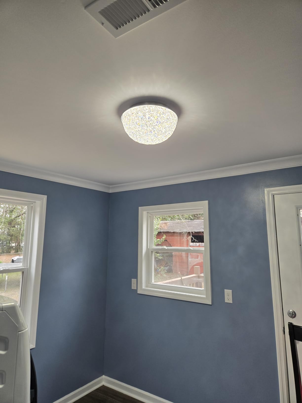DAKASON 12in LED Crystal Chandelier Flush Mount, 3000K/4000K/5000K 3CCT | 15W 1640LM ETL, Dimmable Modern LED Ceiling Light Fixture for Bedroom, Living Room, Kitchen, Hallway, Foyer, Closet, Chrome customer photo 1