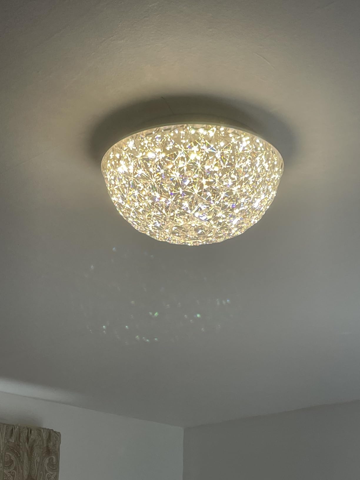 DAKASON 12in LED Crystal Chandelier Flush Mount, 3000K/4000K/5000K 3CCT | 15W 1640LM ETL, Dimmable Modern LED Ceiling Light Fixture for Bedroom, Living Room, Kitchen, Hallway, Foyer, Closet, Chrome customer photo 2